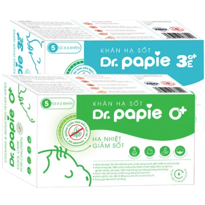 Khăn hạ sốt Dr. Papie giúp giảm nhiệt, hạ sốt