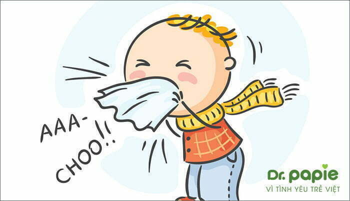 sốt siêu vi ở trẻ em có thể lây khi hắt hơi
