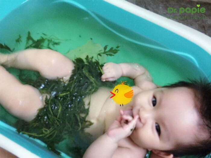 Tắm cho trẻ bị phát ban sau sốt bằng lá thảo dược
