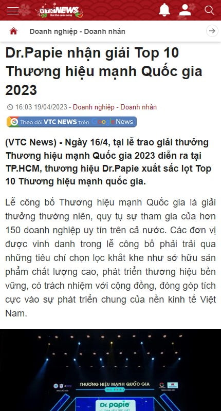 VTV News đưa tin về Dr.Papie