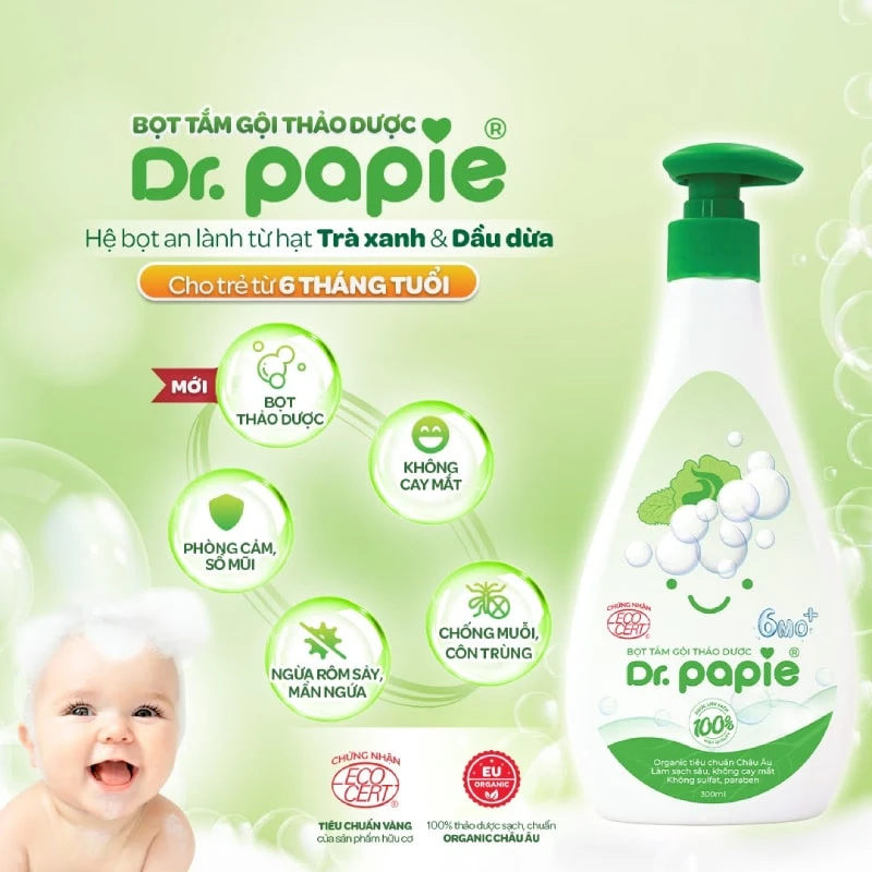 Sữa tắm Dr.Papie có chứa các thành phần giữ ẩm, phòng cảm sốt Sữa tắm Dr.Papie có chứa các thành phần giữ ẩm, phòng cảm sốt