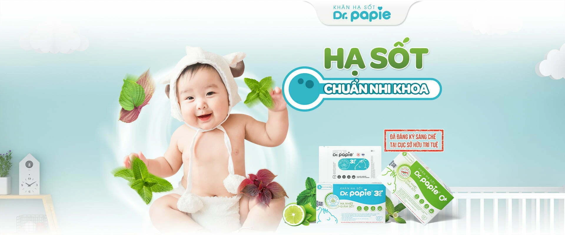 Khăn hạ sốt Dr.Papie (LP Ads) Page khan Banner 1