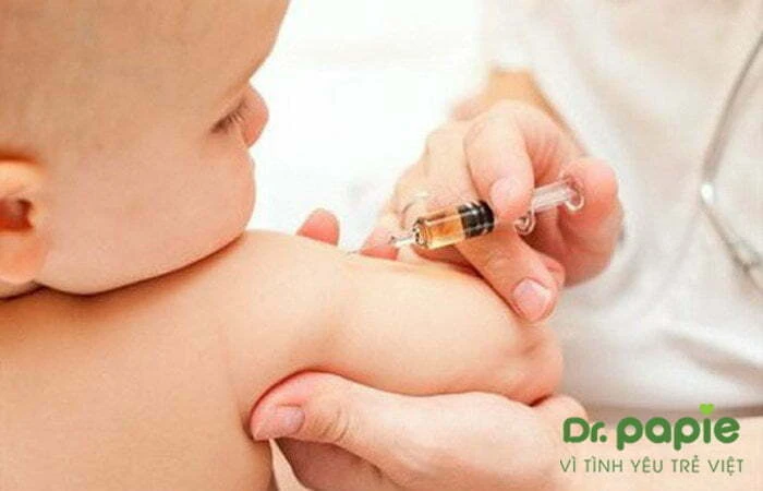 Bé bị chàm sữa có nên tiêm phòng? 10 lưu ý trước và sau khi tiêm Bé bị chàm sữa đang tiêm phòng