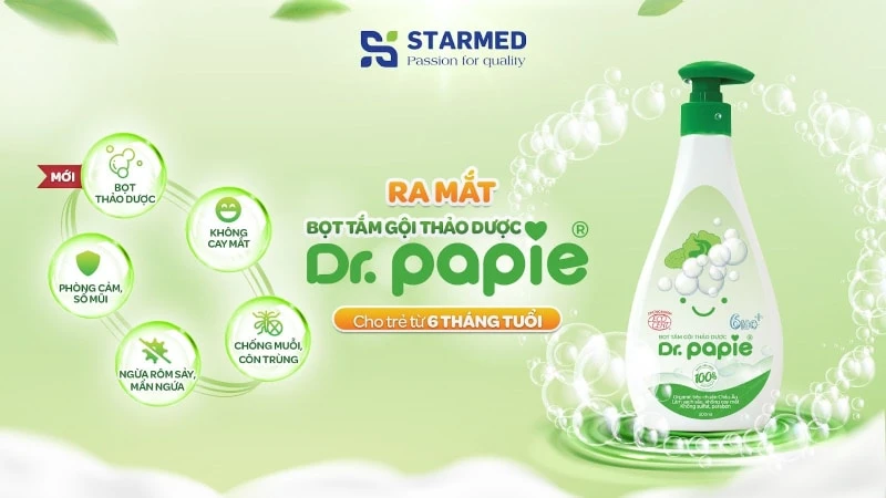 Dr.Papie ra mắt Bọt tắm gội thảo dược 6MO+ với công nghệ chiết xuất bọt hạt trà thiên nhiên được nhiều mẹ Việt yêu thích . Ra mắt “Bọt tắm gội thảo dược Dr.Papie”