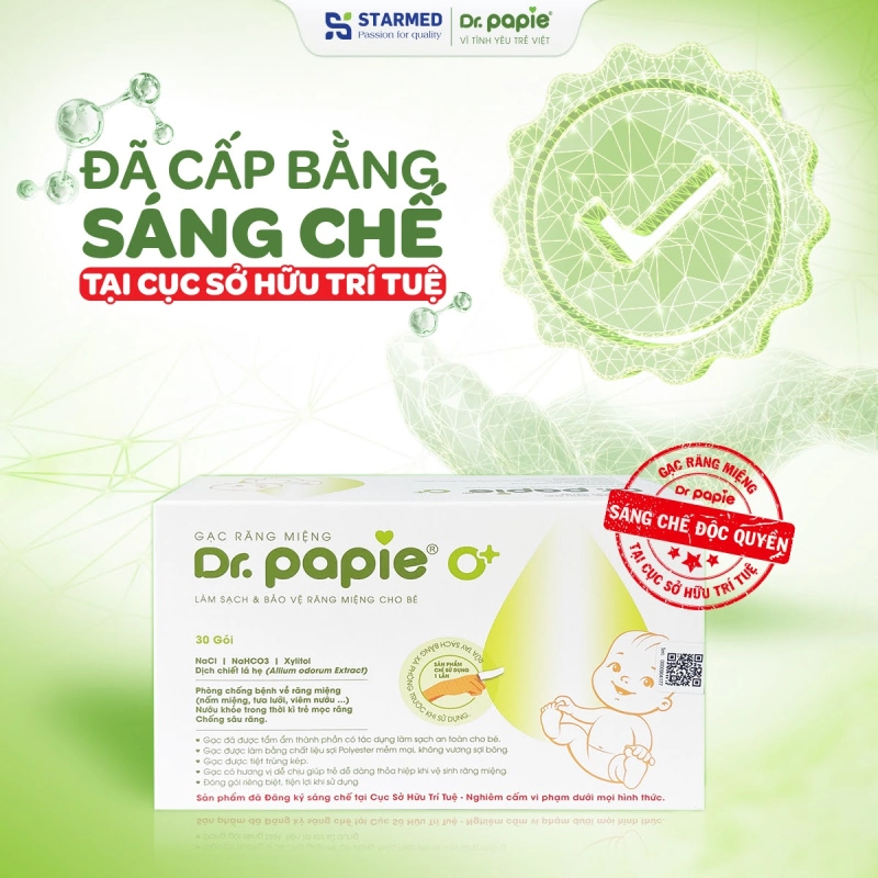 Gạc răng miệng Dr.Papie đã được cấp Bằng sáng chế tại Cục sở hữu trí tuệ Gạc răng miệng Dr.Papie đã được cấp Bằng sáng chế tại Cục sở hữu trí tuệ