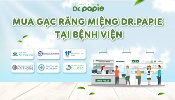 Mẹ có thể mua gạc răng miệng Dr.Papie chính hãng tại các bệnh viện trên toàn quốc.