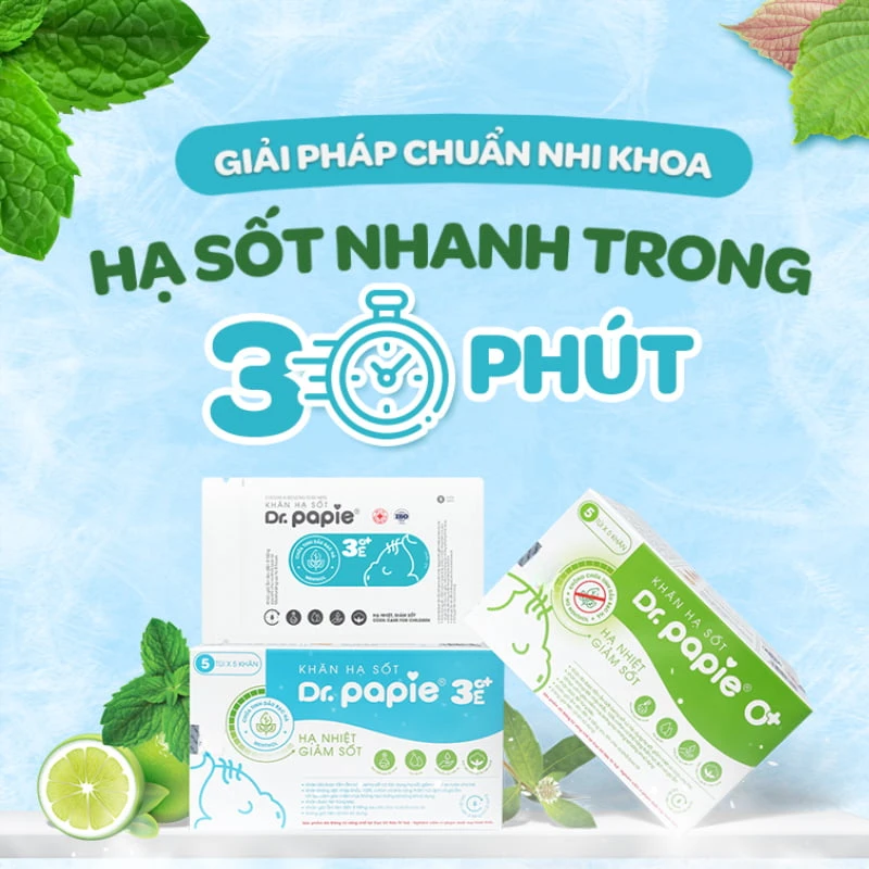 Chườm đắp hạ sốt nhanh cho trẻ với khăn hạ sốt Dr.Papie Chườm đắp hạ sốt nhanh cho trẻ với khăn hạ sốt Dr.Papie