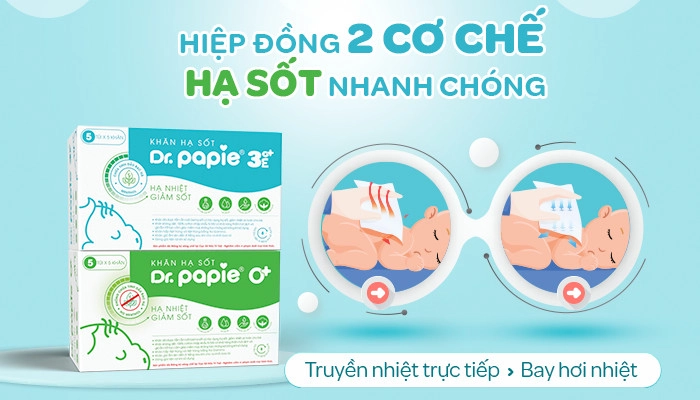 Khăn hạ sốt Dr.Papie lần đầu hé lộ bí quyết hạ sốt 2 cơ chế và 5 điểm chạm kích hoạt thải nhiệt tức thì Khăn hạ sốt Dr.Papie - hạ sốt 2 cơ chế: truyền nhiệt trực tiếp & bay hơi nhiệt