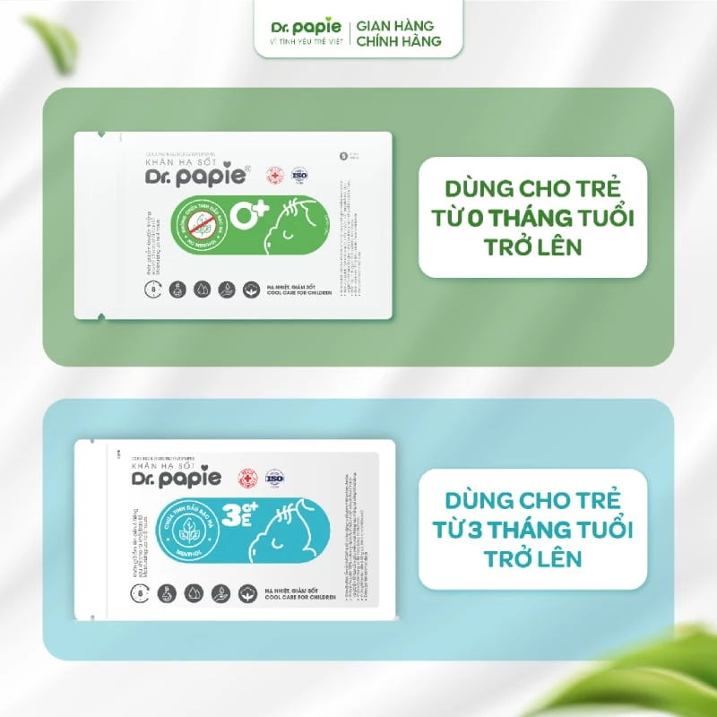 Khăn hạ sốt Dr.Papie có mấy loại Khăn hạ sốt Dr.Papie có mấy loại