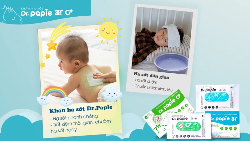 Khăn hạ sốt Dr.Papie có tốt không, mua ở đâu chính hãng Khăn hạ sốt Dr.Papie có tốt không