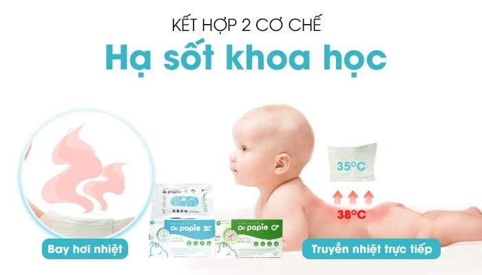 Lau hạ sốt cho bé đúng cách: 6 lưu ý mẹ cần nhớ Khăn hạ sốt Dr.Papie