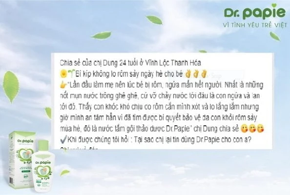 Nên chọn sữa tắm trị rôm sảy cho bé như thế nào hiệu quả nhất Trải nghiệm của mẹ về nước tắm Dr.Papie trị rôm sảy cho con