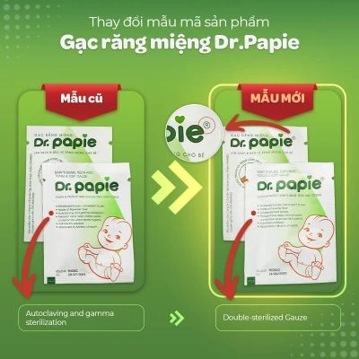 Nhãn hàng Dr.Papie thông báo thay đổi bao bì sản phẩm Gói Gạc răng miệng Dr.Papie