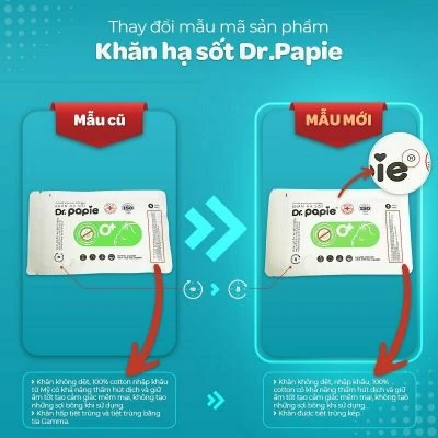 Nhãn hàng Dr.Papie thông báo thay đổi bao bì sản phẩm Gói Khăn hạ sốt Dr.Papie