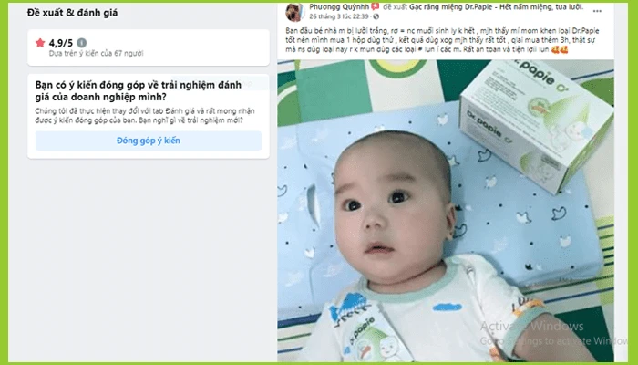 Mẹ Phương Quỳnh chia sẻ cảm nhận sử dụng gạc Dr.Papie bé hết trắng lưỡi Mẹ Phương Quỳnh chia sẻ cảm nhận sử dụng gạc Dr.Papie bé hết trắng lưỡi