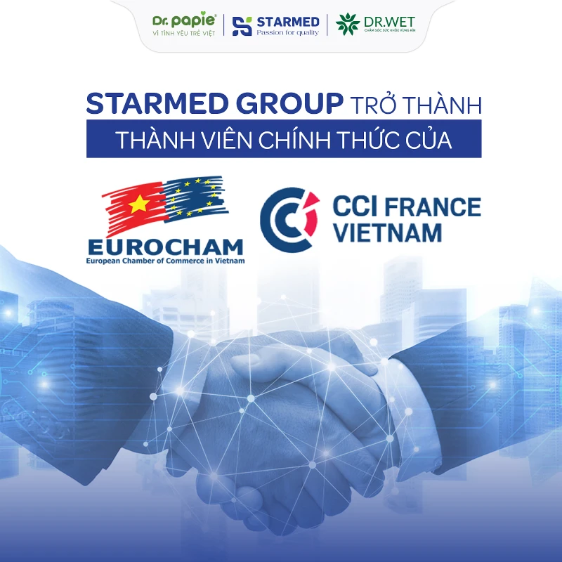 Starmed Group Tăng Cường Hợp Tác Với Các Đối Tác Dược Phẩm Hàng Đầu Châu Âu STARMED GROUP tự hào khi chính thức trở thành thành viên của Hiệp hội Xúc tiến Thương mại Việt Pháp (CCIFV) và Hiệp hội Doanh nghiệp Châu u tại Việt Nam (EuroCham)