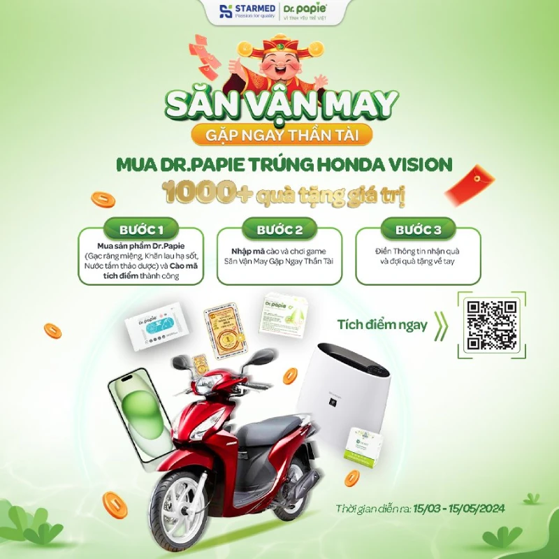 Tổng kết chương trình khuyến mãi “Dr.Papie - Săn vận may gặp ngay thần tài” Thể lệ chương trình Dr.Papie Săn Vận May Gặp Ngay Thần Tài