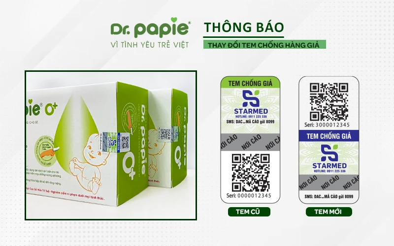 thong bao thay doi tem chong hang gia tren san pham dr papie 1