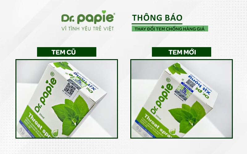 thong bao thay doi tem chong hang gia tren san pham dr papie 2