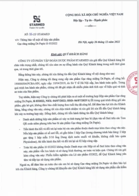 Thông báo về việc một số hộp Gạc răng miệng Dr.Papie lô 032022 thong bao ve viec mot so hop gac rang mieng dr papie lo 032022 4