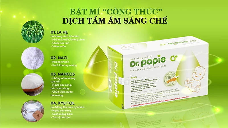 Thành phần gạc rơ lưỡi Dr.Papie Thành phần gạc rơ lưỡi Dr.Papie