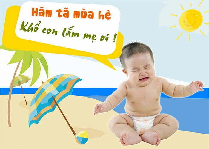 trẻ bị hăm tã mùa hè