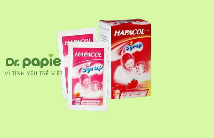 Trẻ sốt mọc răng có nên uống thuốc? Uống thuốc gì & lưu ý khi uống Thuốc hạ sốt cho trẻ mọc răng Hapacol syrup