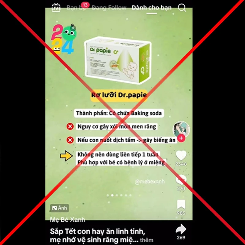 Xử phạt Tiktoker lan truyền thông tin sai sự thật về sản phẩm gạc răng miệng Dr.Papie xu phat tiktoker lan truyen thong tin sai su that ve san pham gac rang mieng dr papie 1