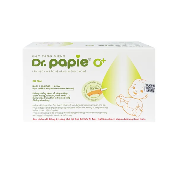 Gạc răng miệng Dr.Papie 0+ (hộp 30 gói)