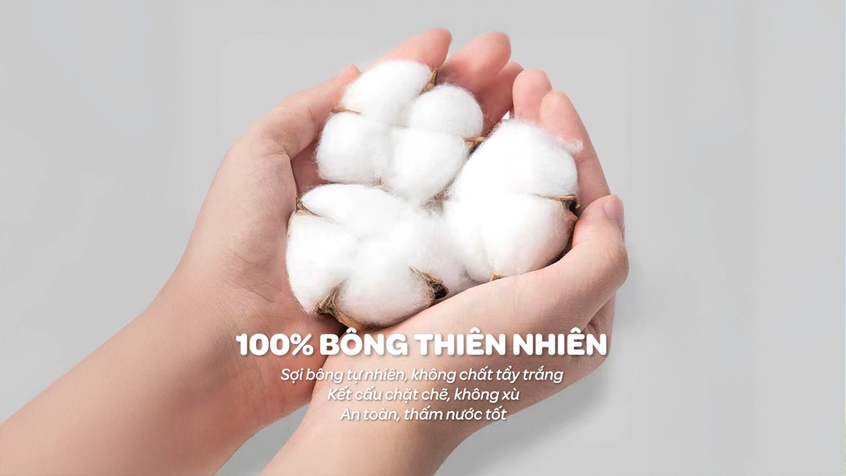 Tăm bông thân giấy Dr.Papie (cho bé 0–2 tuổi) Chất liệu tăm bông Dr.Papie