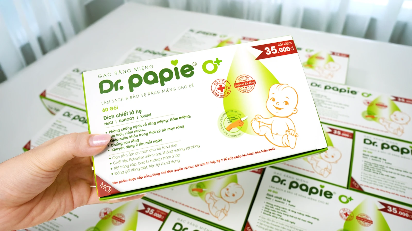 Dr.Papie ra mắt sản phẩm mới: Gạc răng miệng Dr.Papie 0+ hộp 60 gói - To gấp đôi, lời gấp bội Ra mat san pham Gac rang mieng Dr.Papie 0 1
