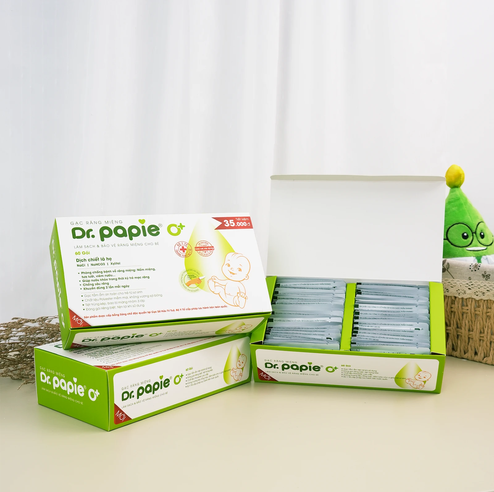 Dr.Papie ra mắt sản phẩm mới: Gạc răng miệng Dr.Papie 0+ hộp 60 gói - To gấp đôi, lời gấp bội Ra mat san pham Gac rang mieng Dr.Papie 0 2