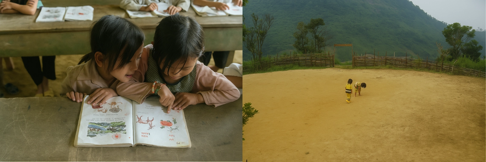 STARMED và hành trình xây trường: Những em bé "cõng chữ" lên núi và giấc mơ về một ngôi trường mới Lớp học chỉ có hơn chục bộ bàn ghế cũ. Bọn trẻ vẫn đi chân đất, lấm lem trên cái nền đất mới san.