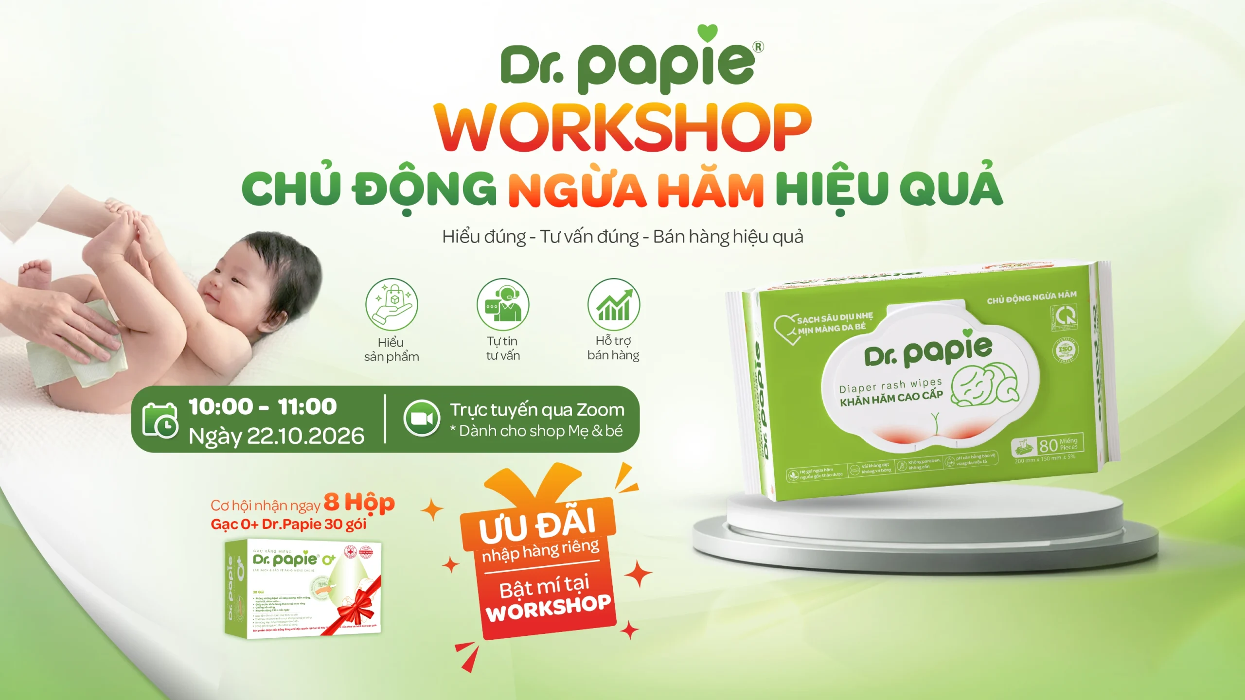 Workshop Khăn hăm cao cấp Dr.Papie - Chủ động ngừa hăm hiệu quả!